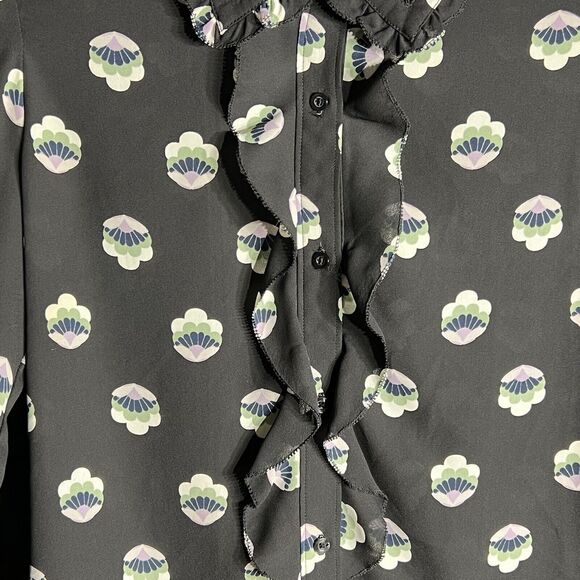 Aritzia Sunday Best Womens Size Small Black Floral Print Long Sleeve Button Down - Picture 5 of 15